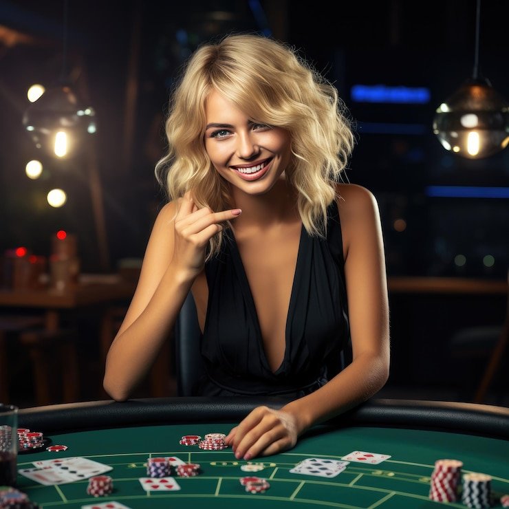 Ruang live casino digital bernuansa biru
